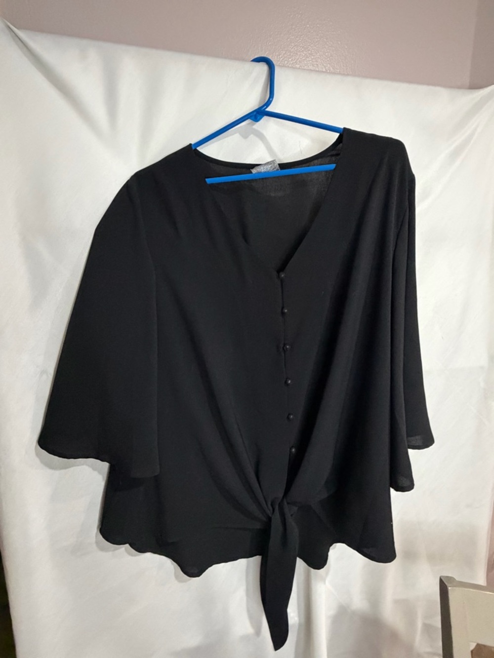 Black Tie-Front Women’s Top